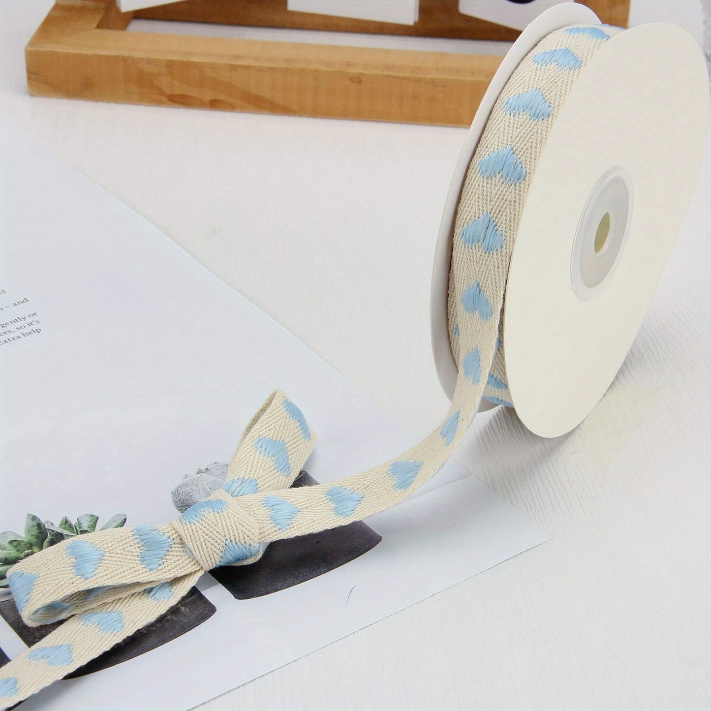 Embroidered Heart Ribbon