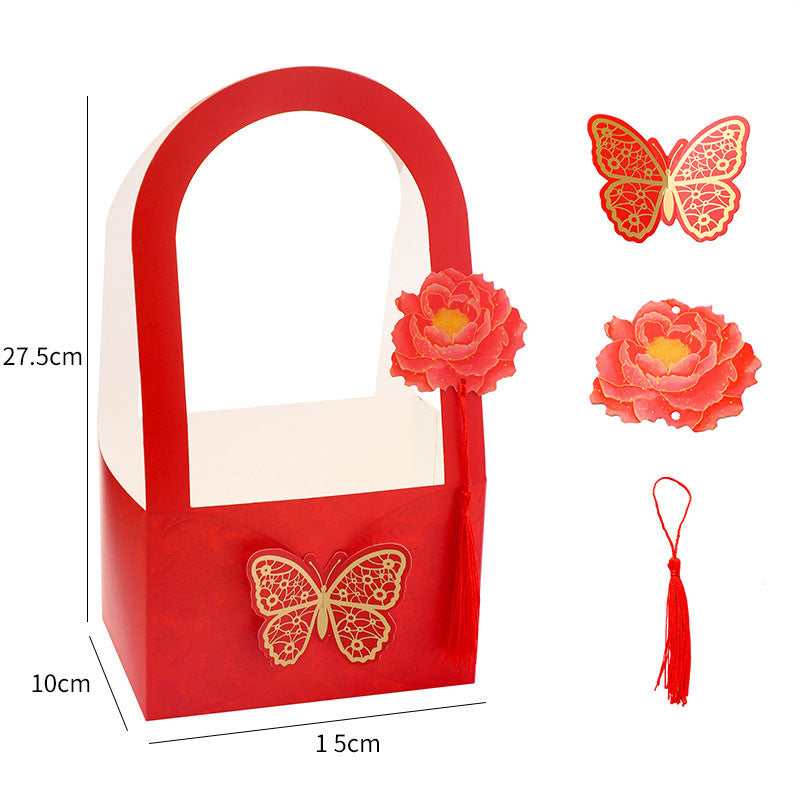 Bolsa de papel portátil para arreglos florales en forma de corazón, 10 unidades