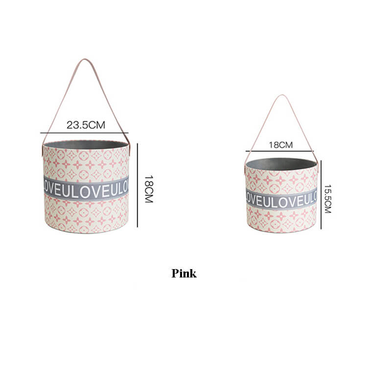 Caja de regalo redonda con forma de flor, asa de piel sintética y satén, juego de 2 unidades