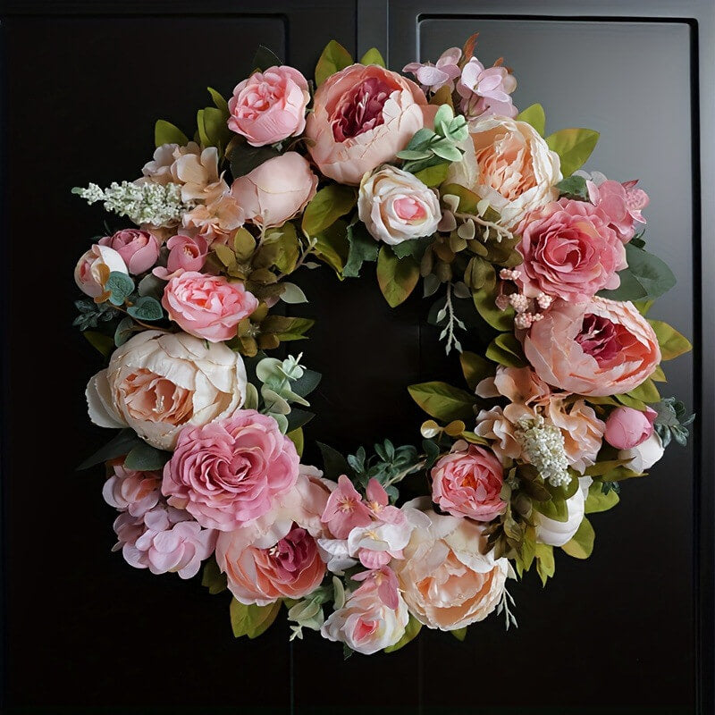 Blooming Peony Fake Flower Wreath