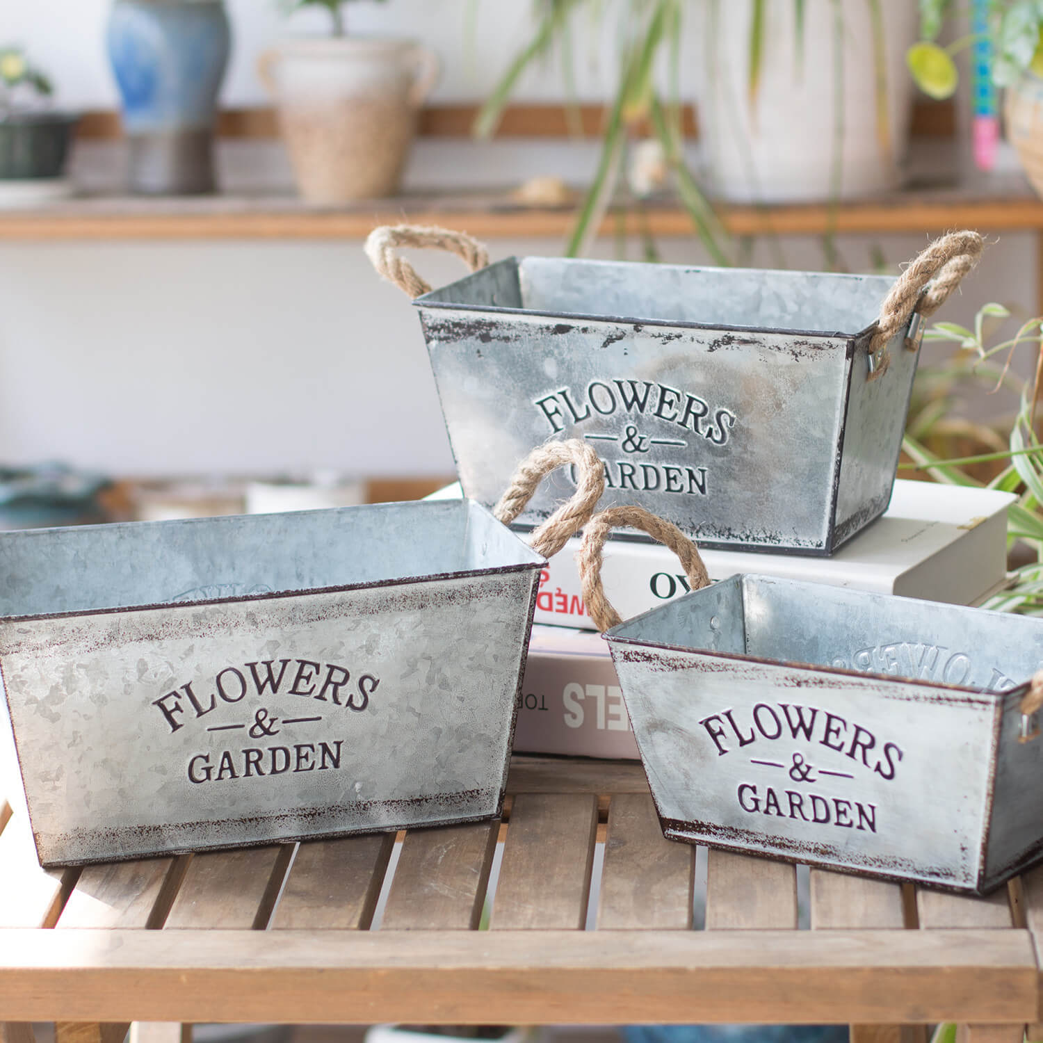 Vintage Tin Flower Pot