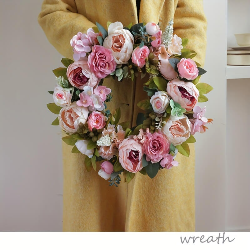 Blooming Peony Fake Flower Wreath