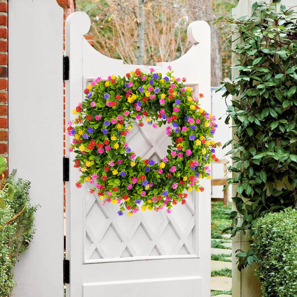 Colorful Floral Eucalyptus Wreath - 20"