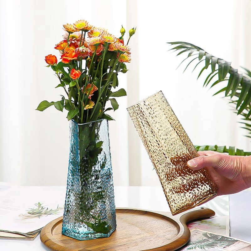 Embossed Glass Vase - 9''