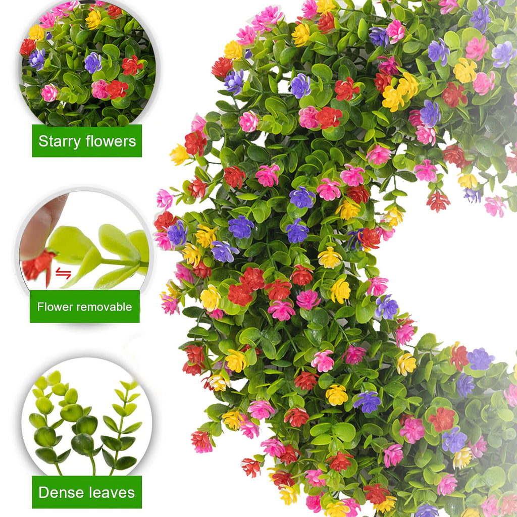 Colorful Floral Eucalyptus Wreath - 20"