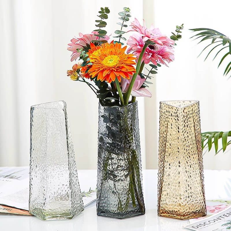 Embossed Glass Vase - 9''