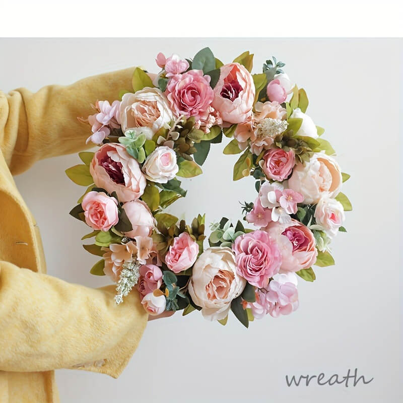Blooming Peony Fake Flower Wreath