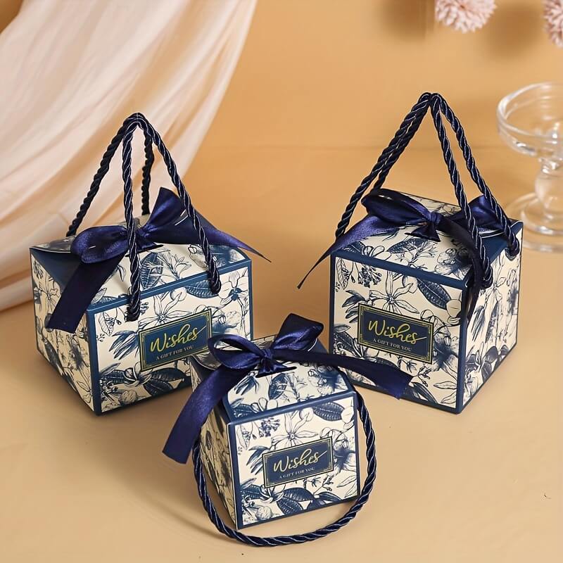 Floral Paper Gift Boxes with Ribbons