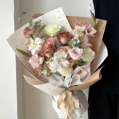 Boîte à fleurs ronde en velours 