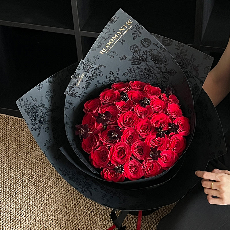 Boîte à fleurs ronde en velours 