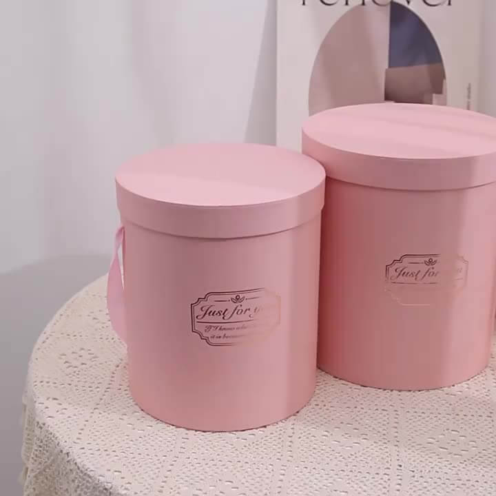 Caja de flores redonda de terciopelo 