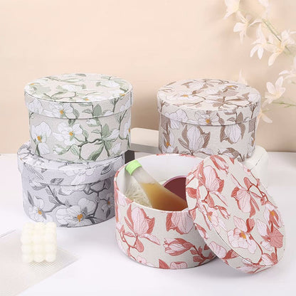 PU Round Hug Bucket Flower Gift Box, 8.7x5.11 Inch