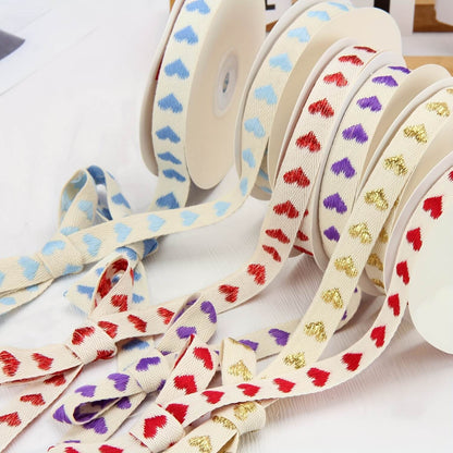 Embroidered Heart Ribbon