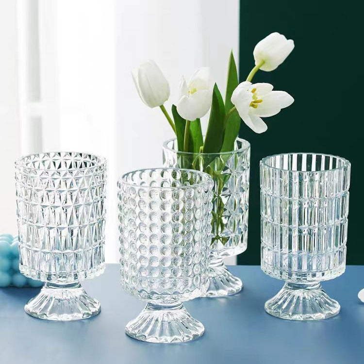 7 Inch Textured Glass Chalice Vase