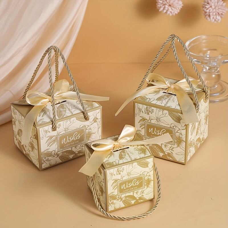 Floral Paper Gift Boxes with Ribbons