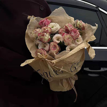 Caja de flores redonda de terciopelo 