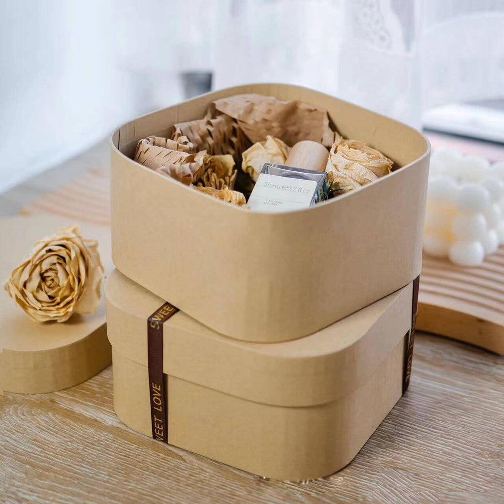 Caja de flores redonda de terciopelo 