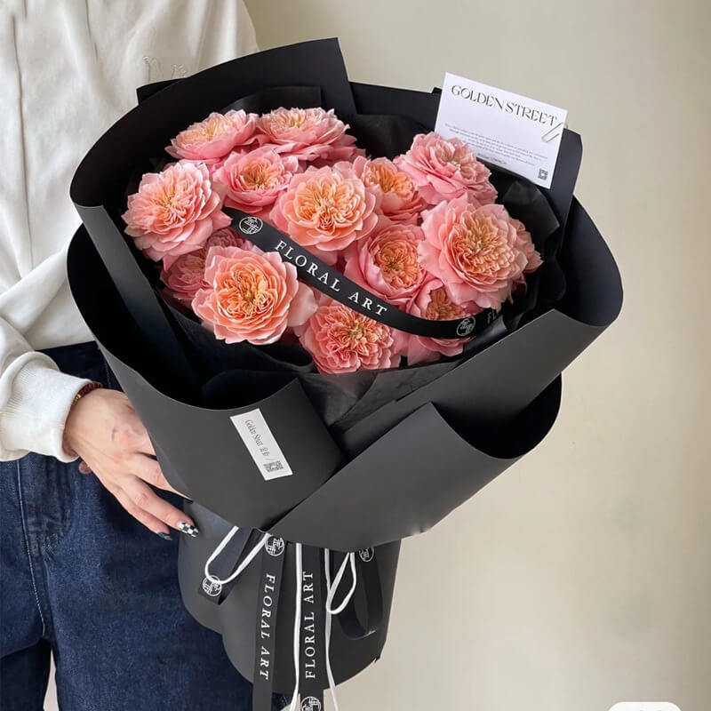 Caja de flores redonda de terciopelo 