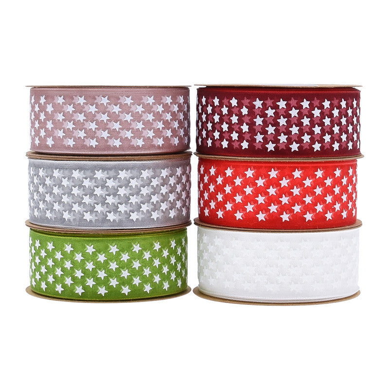 Classic Printed Star Organza Ribbons, 2.5 cm × 10 Yards