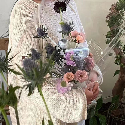 Papel de regalo coreano impermeable y esmerilado con diseño de flores 