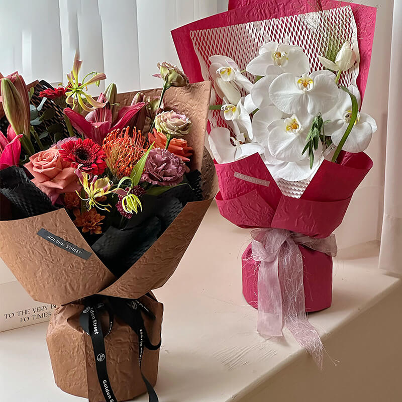 Caja de flores redonda de terciopelo 