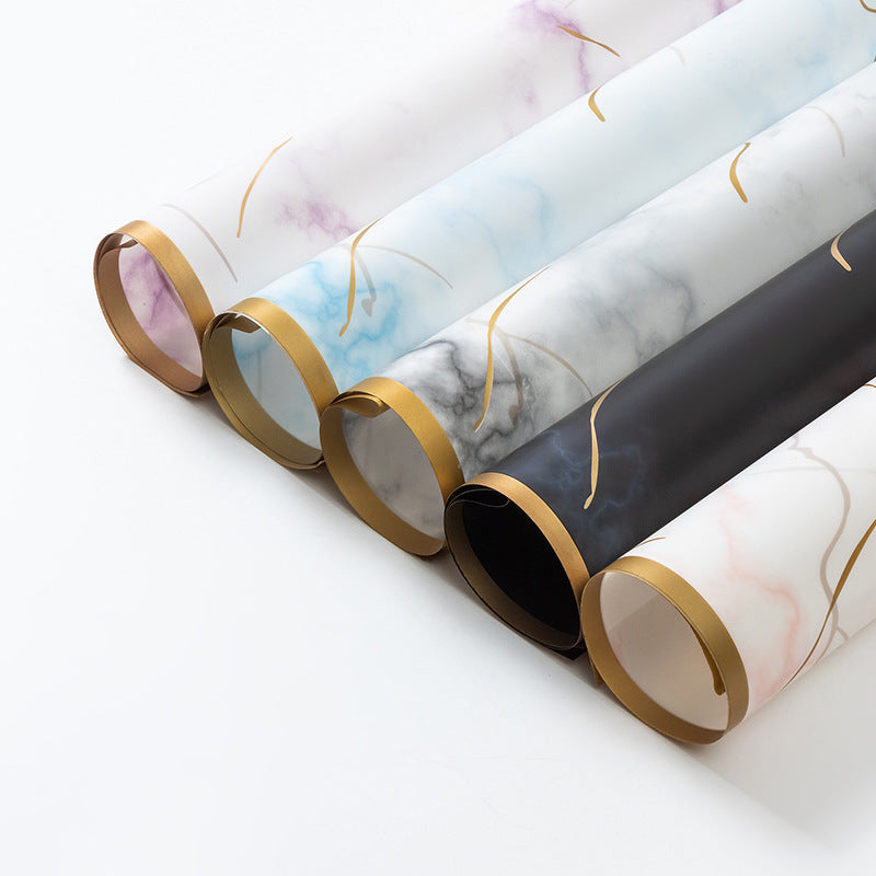 Gold-edged Bouquet Wrapping Paper, 22.5 × 22.5 Inch, 20 Sheets