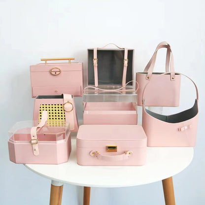 Caja de flores redonda de terciopelo 