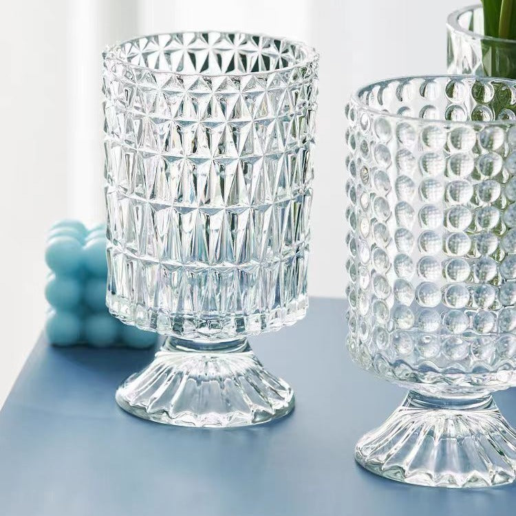 7 Inch Textured Glass Chalice Vase