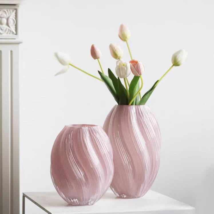 Pink Oval Glass Vase