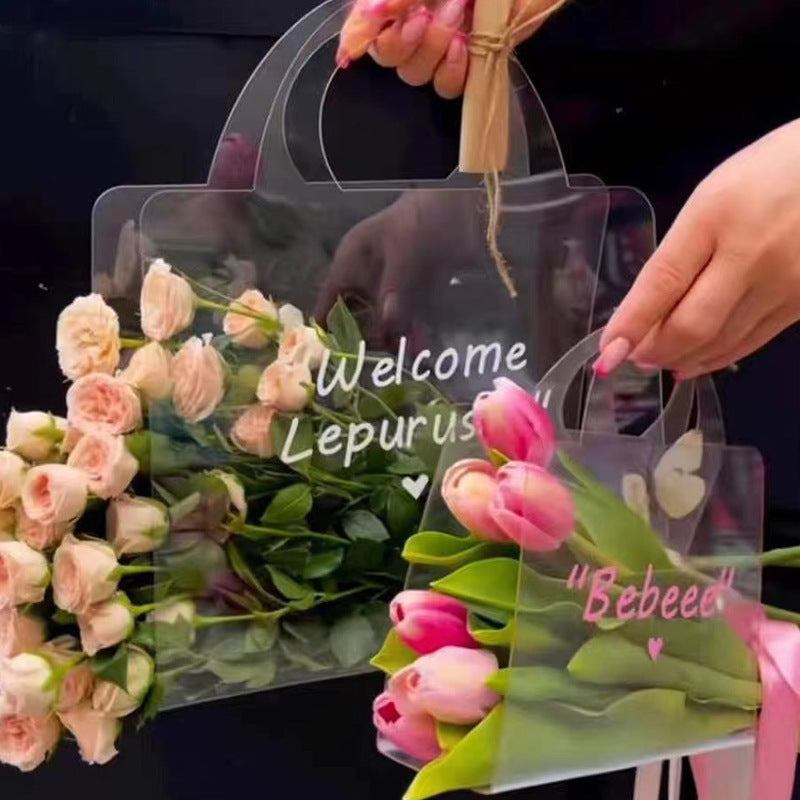 PET Transparent Flower Carrying Purse