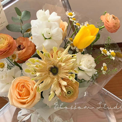 Papel de regalo coreano impermeable y esmerilado con diseño de flores 