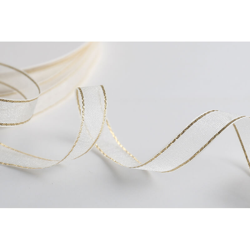 Gold-rimmed Bow Ribbon, 1 cm × 45 Yards