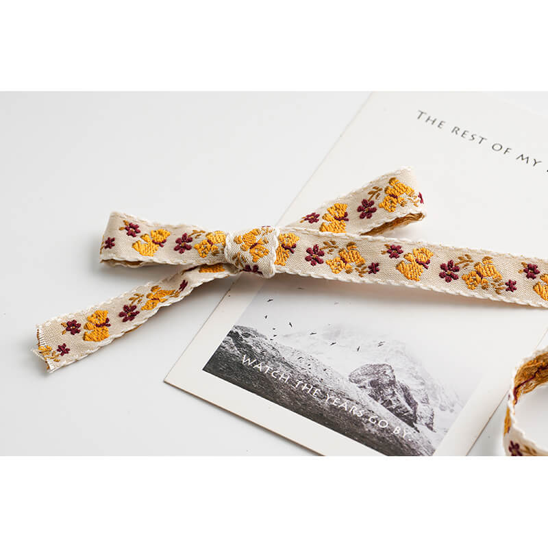 Embroidered Pastoral Bow Ribbon