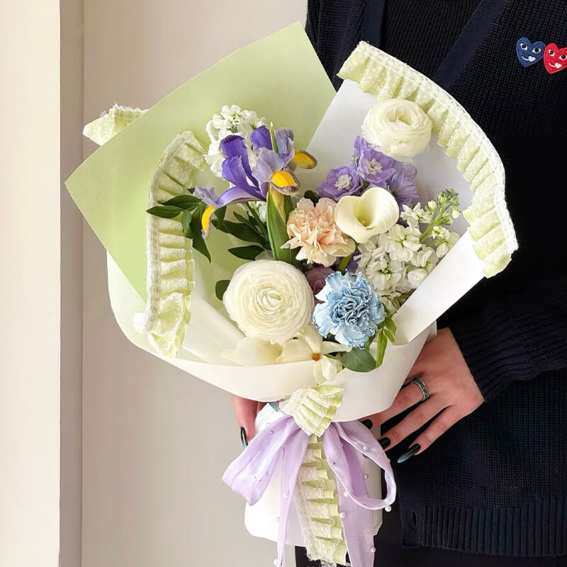 Boîte à fleurs ronde en velours 