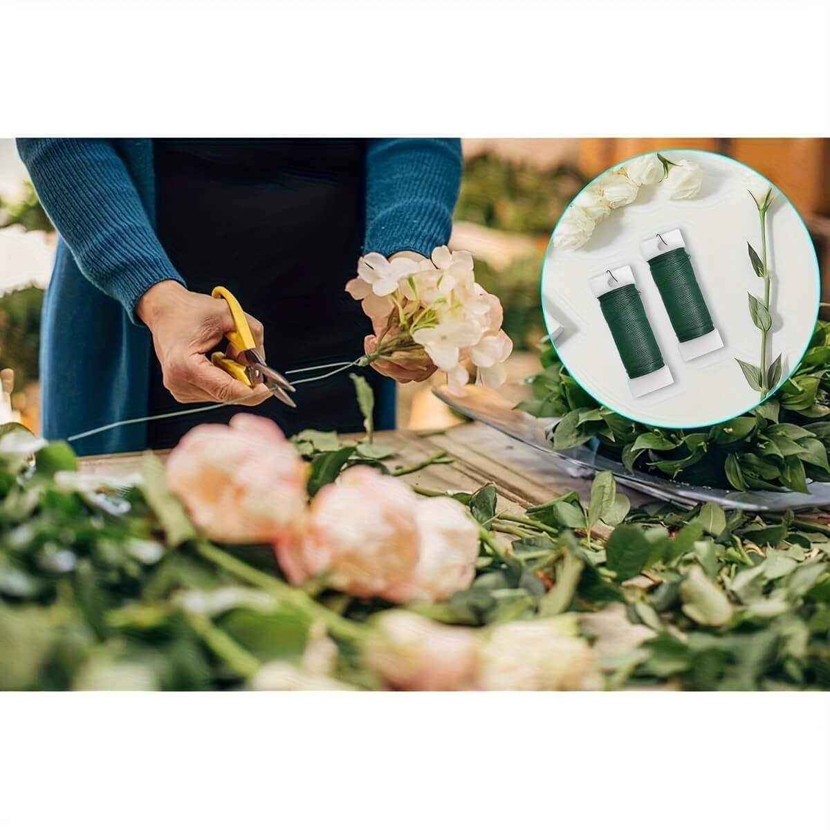 4 Pack Floral Wire, 120 Yards 22 Gauge Green Florist Wire