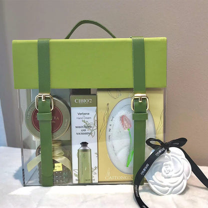 Caja de flores redonda de terciopelo 