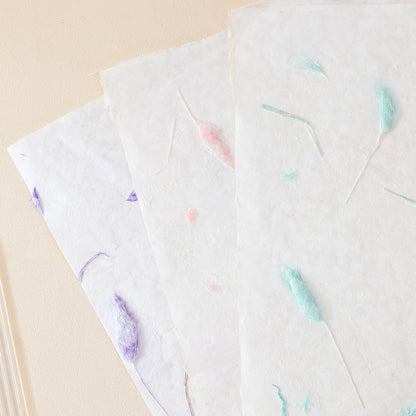 Rabbittail Flower Wrap Paper, 15 × 22 Inch, 5 Sheets