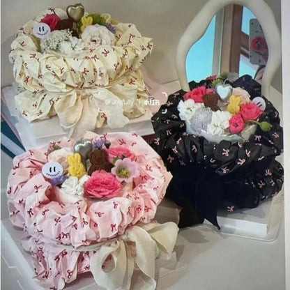 Boîte à fleurs ronde en velours 