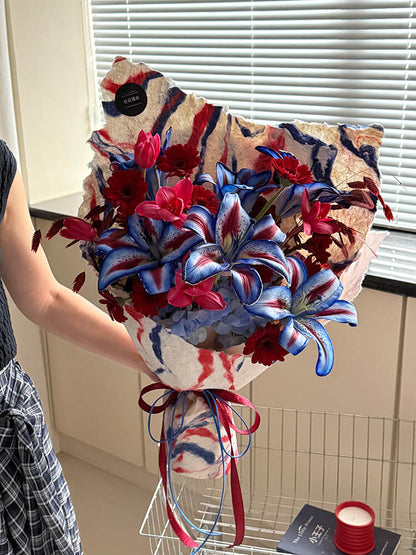 Caja de flores redonda de terciopelo 