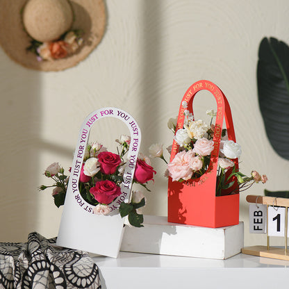 Bolsa de papel portátil para arreglos florales en forma de corazón, 10 unidades
