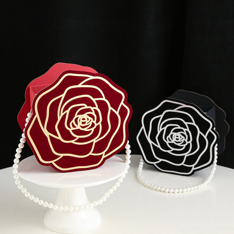 Caja de flores redonda de terciopelo 