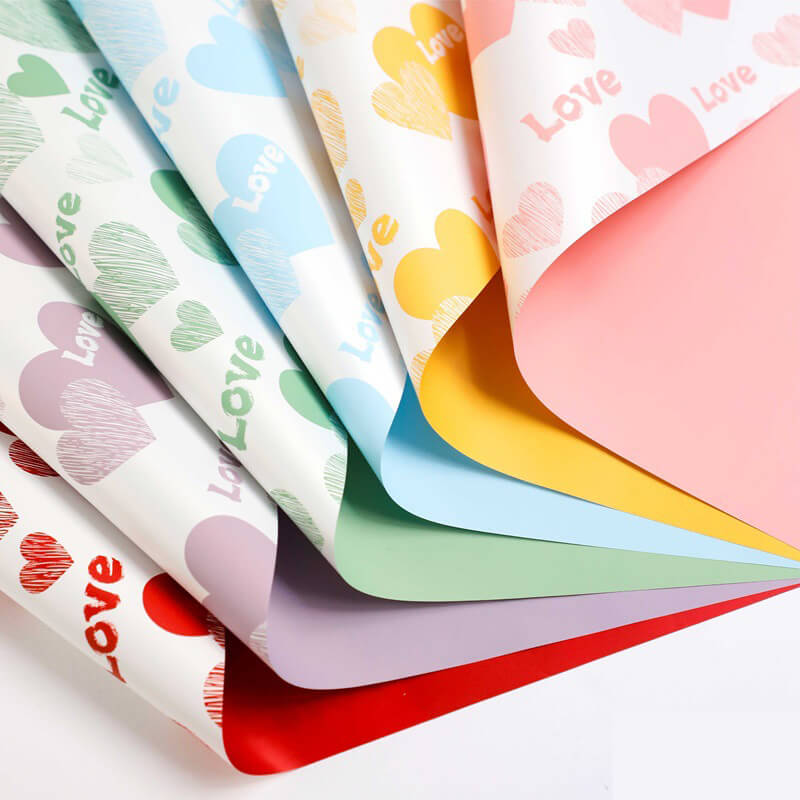 Love Printed Bouquet Wrapping Paper, 22.8 × 22.8 Inch, 20 Sheets