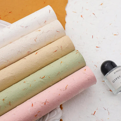 Hand-torn Petal Flower Wrapping Paper, 19.6 × 27.6 Inch, 4 Sheets