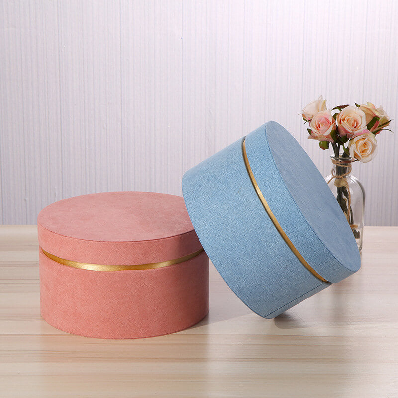 Suede Round Gift With Ribbon, Dia 7.9in