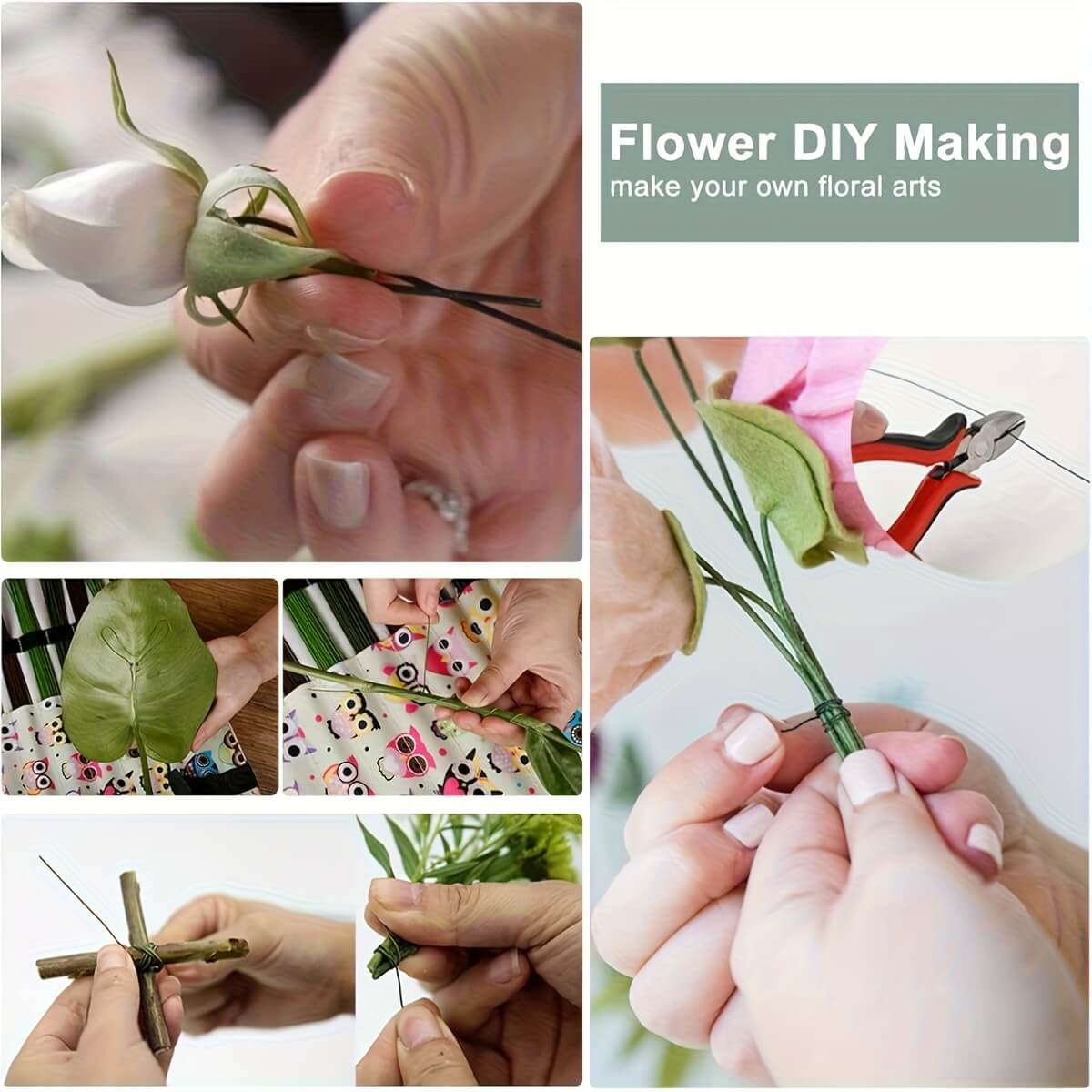 4 Pack Floral Wire, 120 Yards 22 Gauge Green Florist Wire