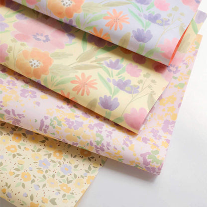 Pastoral Flower Wrapping Paper, 15 × 21.6 Inch, 10 Sheets