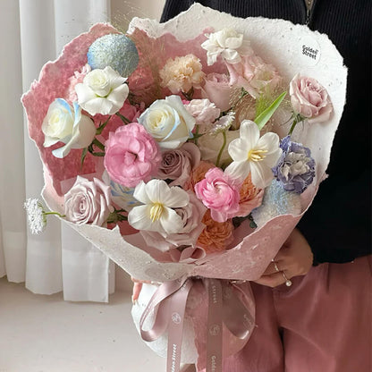 Caja de flores redonda de terciopelo 