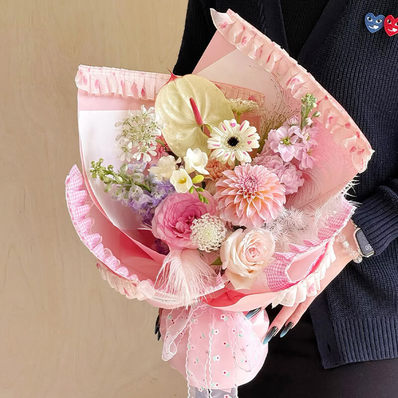 Boîte à fleurs ronde en velours 