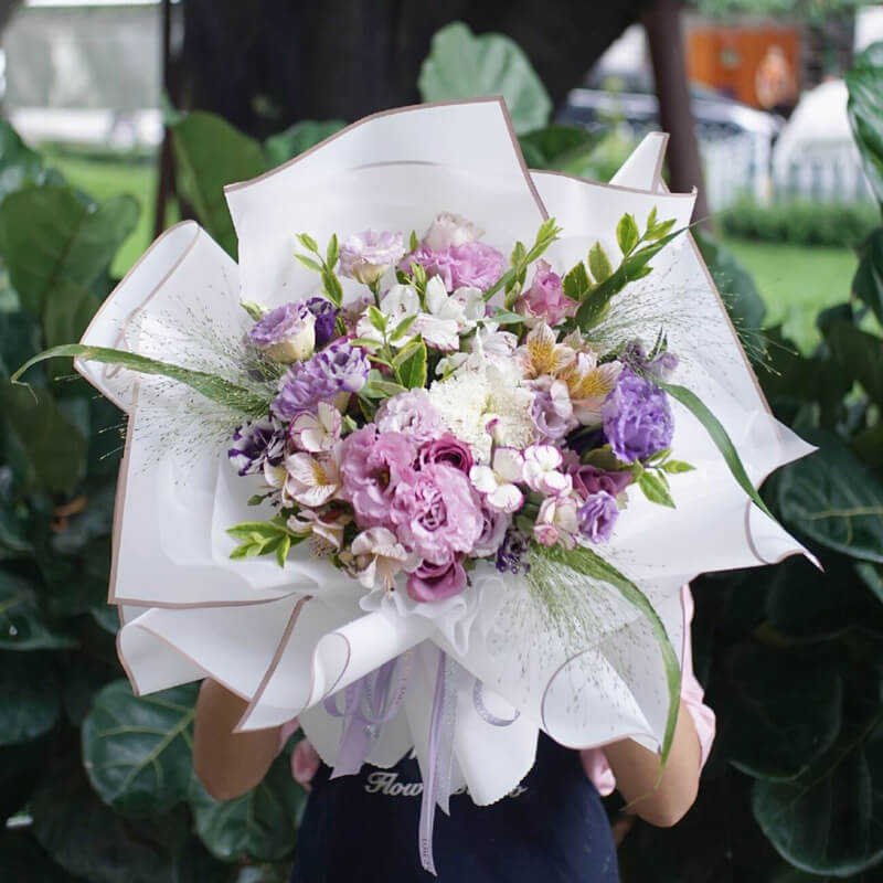 Boîte à fleurs ronde en velours 