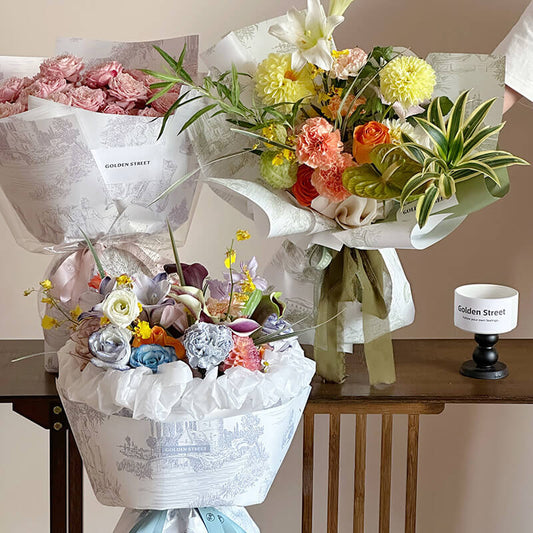 Boîte à fleurs ronde en velours 